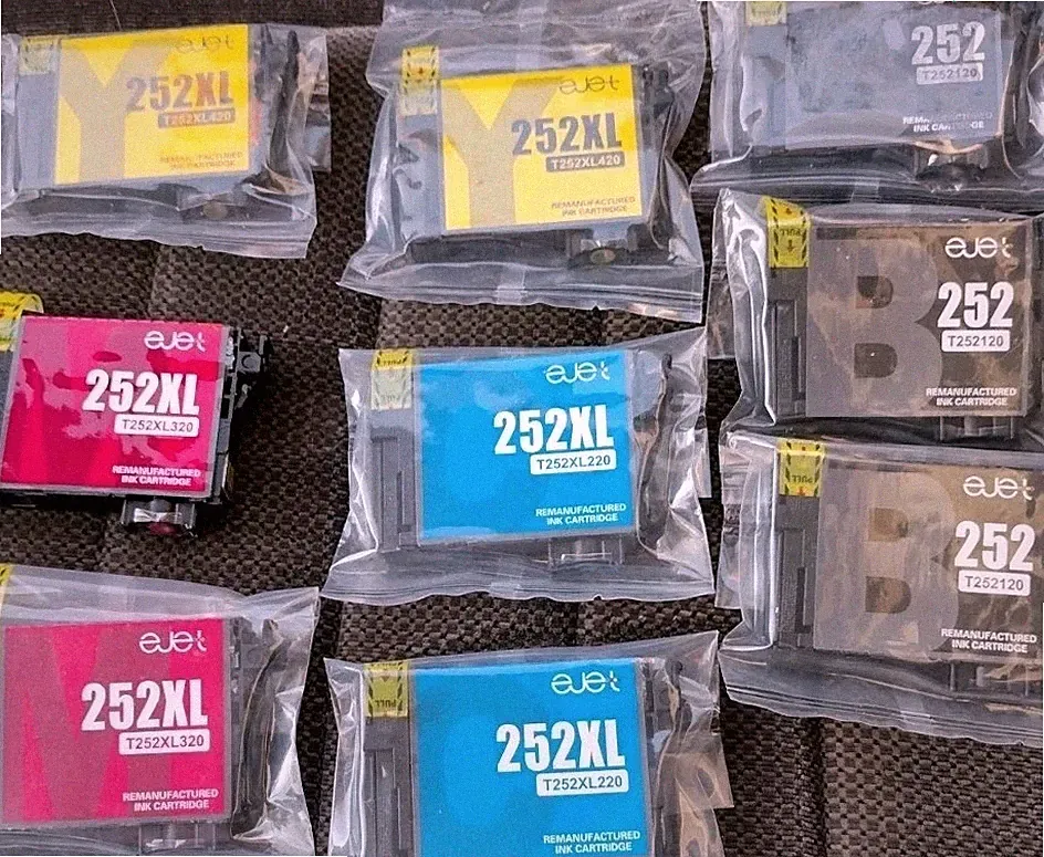 252XL Replacement Ink Cartridges For Epson. Set Of 9 Ejet