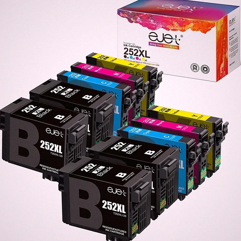 ejet 252XL Ink Cartridges High Capacity 10 Pack for Epson Printers