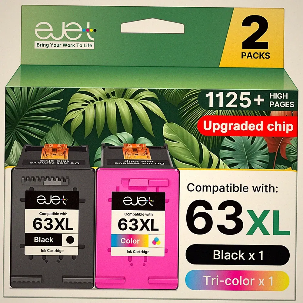 ejet 63XL combo pack (1 black, 1 tri-color), ‎1 Black, 1 Color