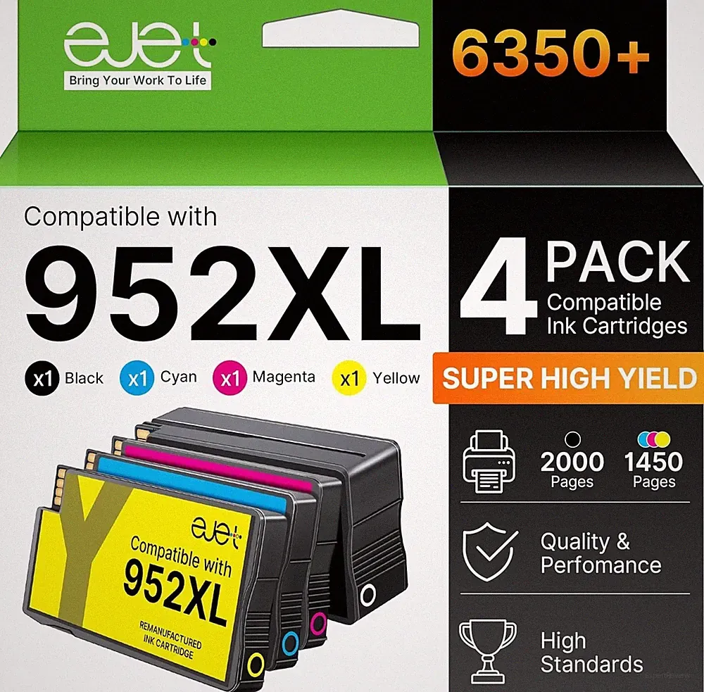 ejet 952XL Ink 4-Pack High Yield Compatible for HP OfficeJet Pro Printers