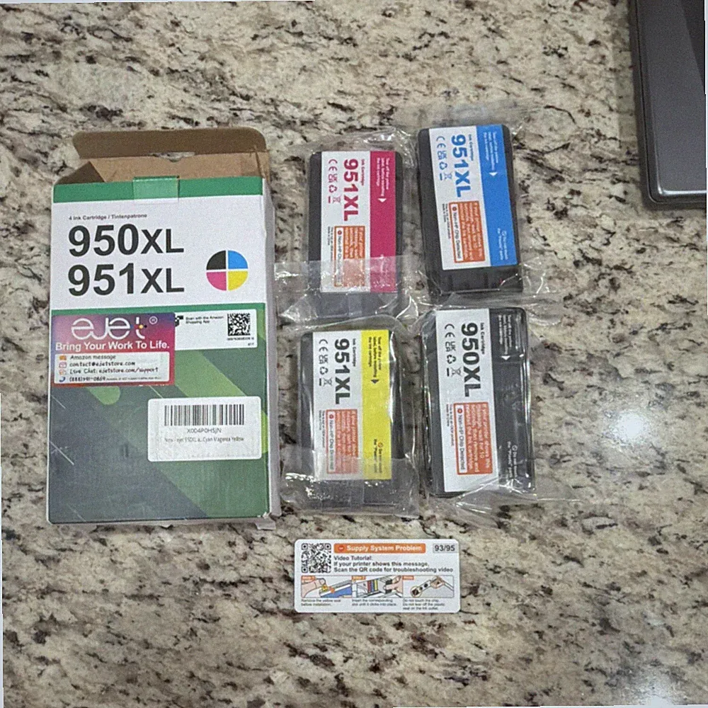ejet Compatible Ink Cartridge Set 950XL 951XL for HP Black Cyan Magenta Yellow
