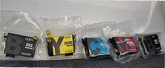 Ejet Lot of 5 Ink Cartridges 252XL 2 Black, 1 Yellow, 1 Cyan, 1 Magenta Sealed
