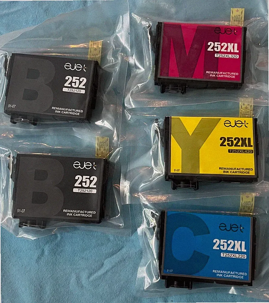 Ejet T252 Black Yellow Magenta Cyan Ink Cartridges