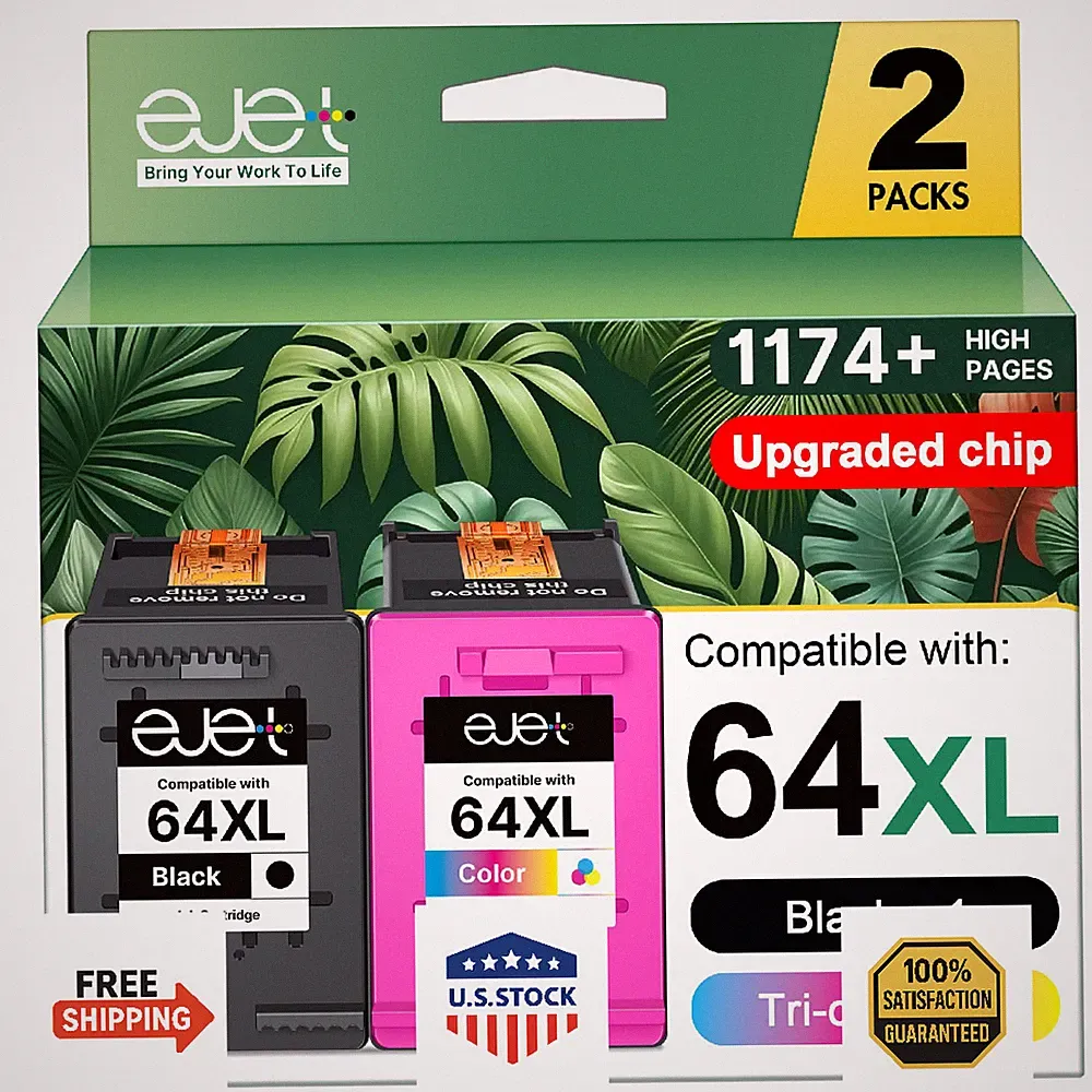 HP 64XL Black & Tri-Color High-Yield Ink Cartridge for Envy Photo & Tango